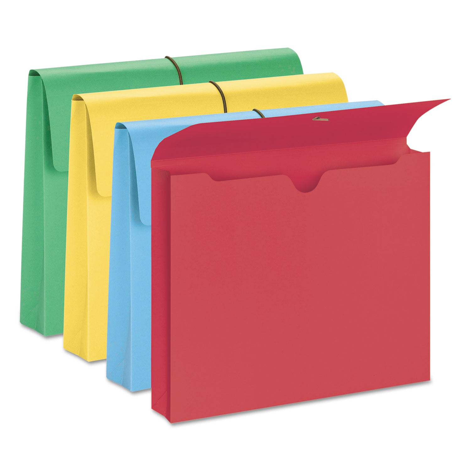 Expanding Wallet with Elastic Cord, 2" Expansion, 1 Section, Elastic Cord Closure, Letter Size, Assorted Colors, 50/Box - 