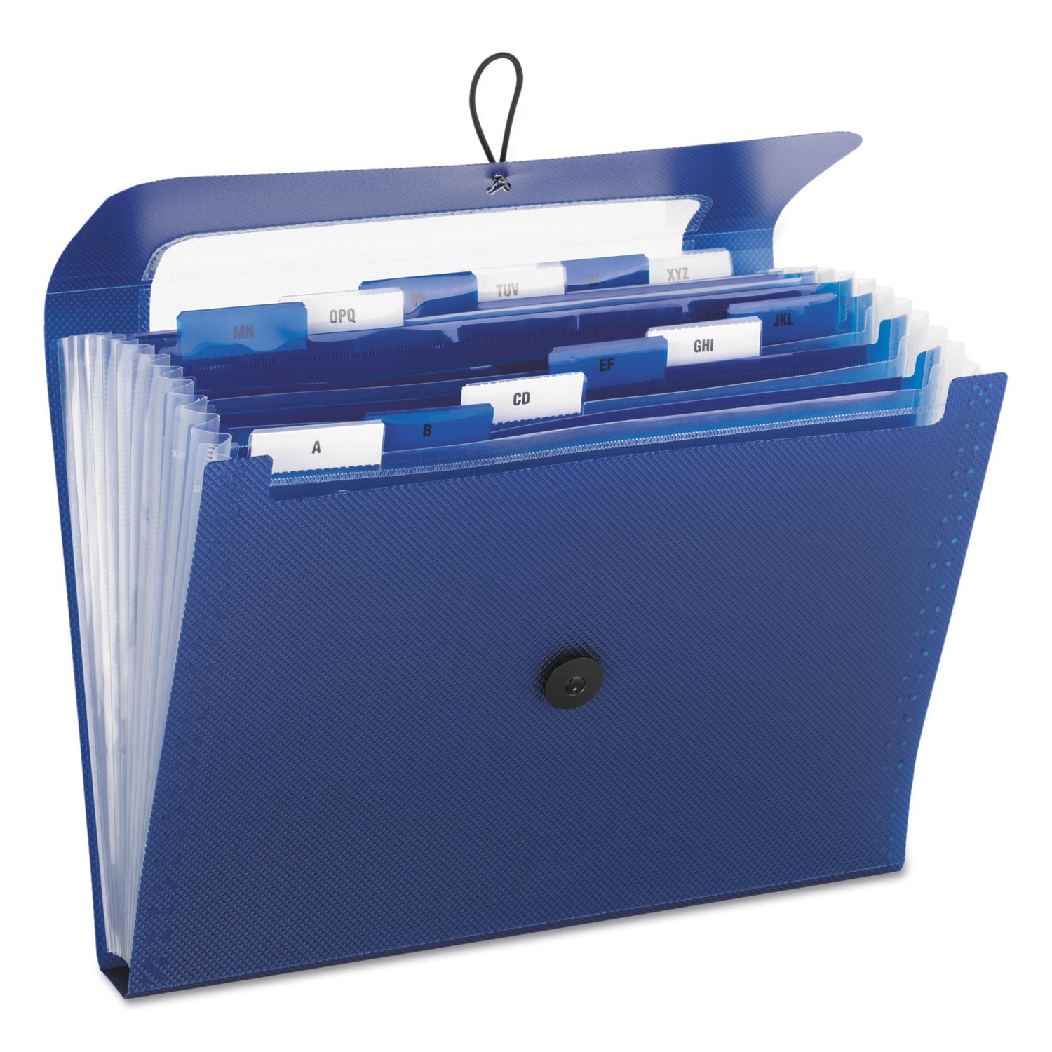 Step Index Organizer, 12 Sections, Cord/Hook Closure, 1/6-Cut Tabs, Letter Size, Navy - 