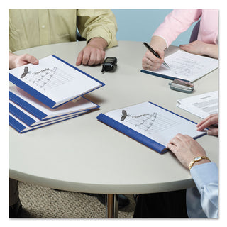 Clear Front Report Cover, Double-Prong Fastener, 0.5" Capacity, 8.5 x 11, Clear/Blue, 25/Box