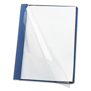Clear Front Report Cover, Double-Prong Fastener, 0.5" Capacity, 8.5 x 11, Clear/Blue, 25/Box