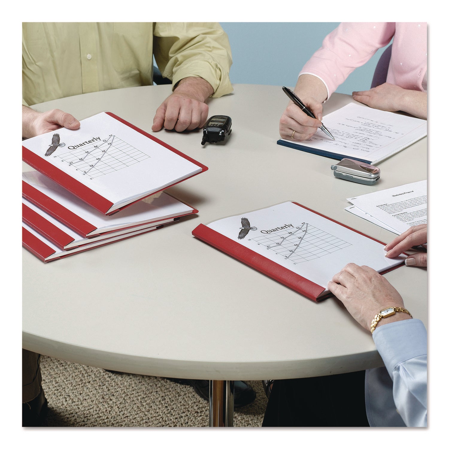 Poly Report Cover, Tang Clip, Letter, 1/2" Capacity, Clear/Red, 25/Box
