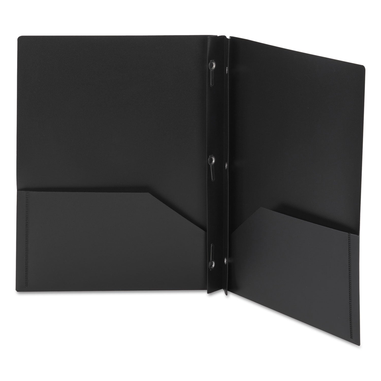 Poly Two-Pocket Folder with Fasteners, 180-Sheet Capacity, 11 x 8.5, Black, 25/Box - 
