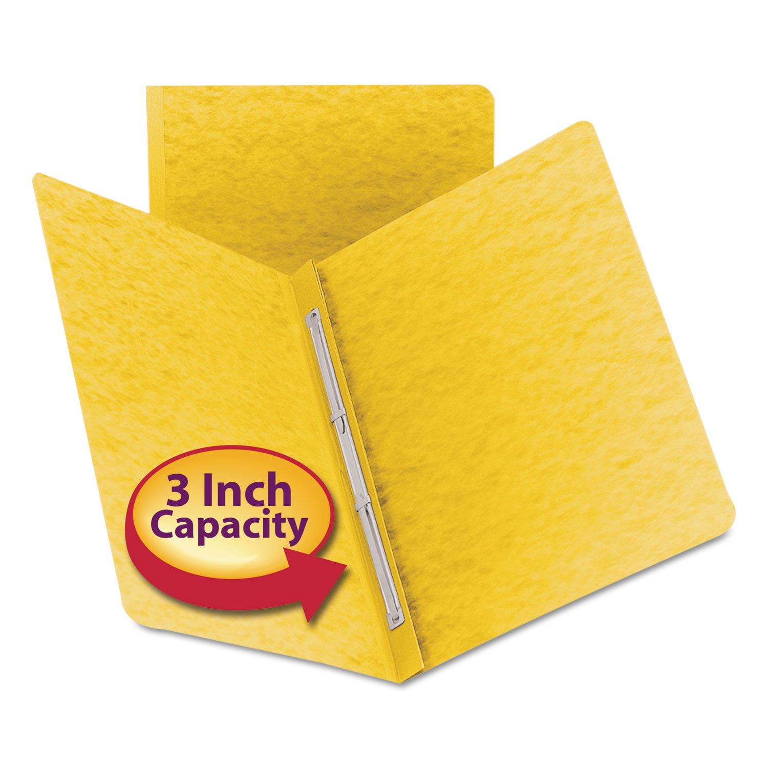 Prong Fastener Premium Pressboard Report Cover, Two-Piece Prong Fastener, 3" Capacity, 8.5 x 11, Yellow/Yellow - 