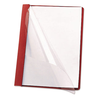 Poly Report Cover, Tang Clip, Letter, 1/2" Capacity, Clear/Red, 25/Box