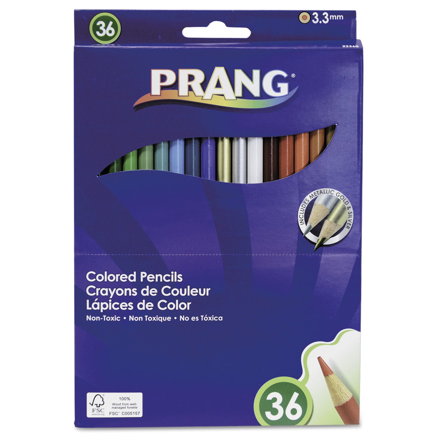 Colored Pencil Sets, 3.3 mm, 2B, Assorted Lead and Barrel Colors, 36/Pack - 