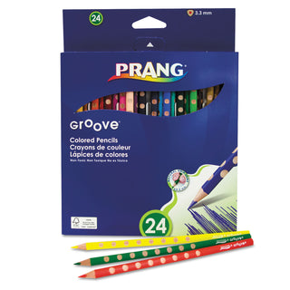 Groove Colored Pencils, 3.3 mm, 2B, Assorted Lead and Barrel Colors, 24/Pack - 