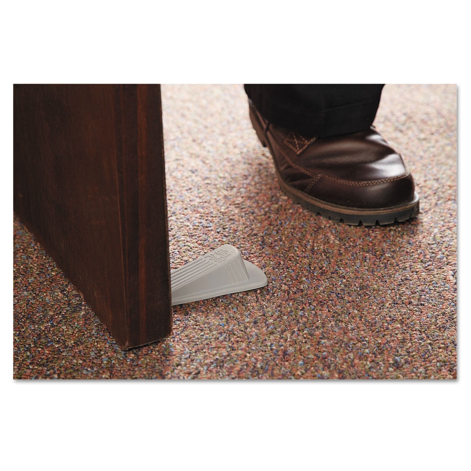 Big Foot Doorstop, No Slip Rubber Wedge, 2.25w x 4.75d x 1.25h, Beige - 