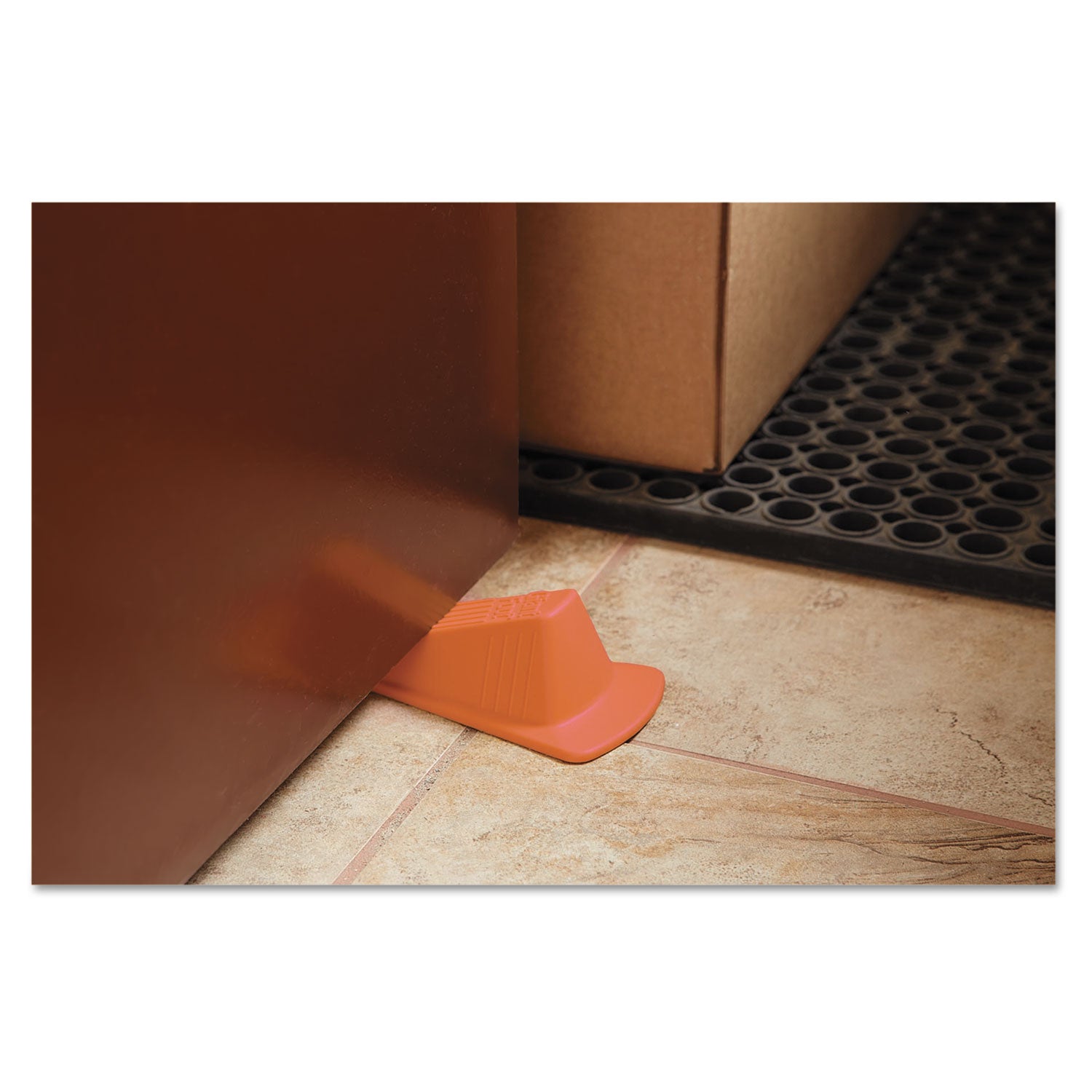 Giant Foot Doorstop, No-Slip Rubber Wedge, 3.5w x 6.75d x 2h, Safety Orange - 