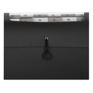 Step Index Organizer, 12 Sections, Cord/Hook Closure, 1/6-Cut Tabs, Letter Size, Black - 