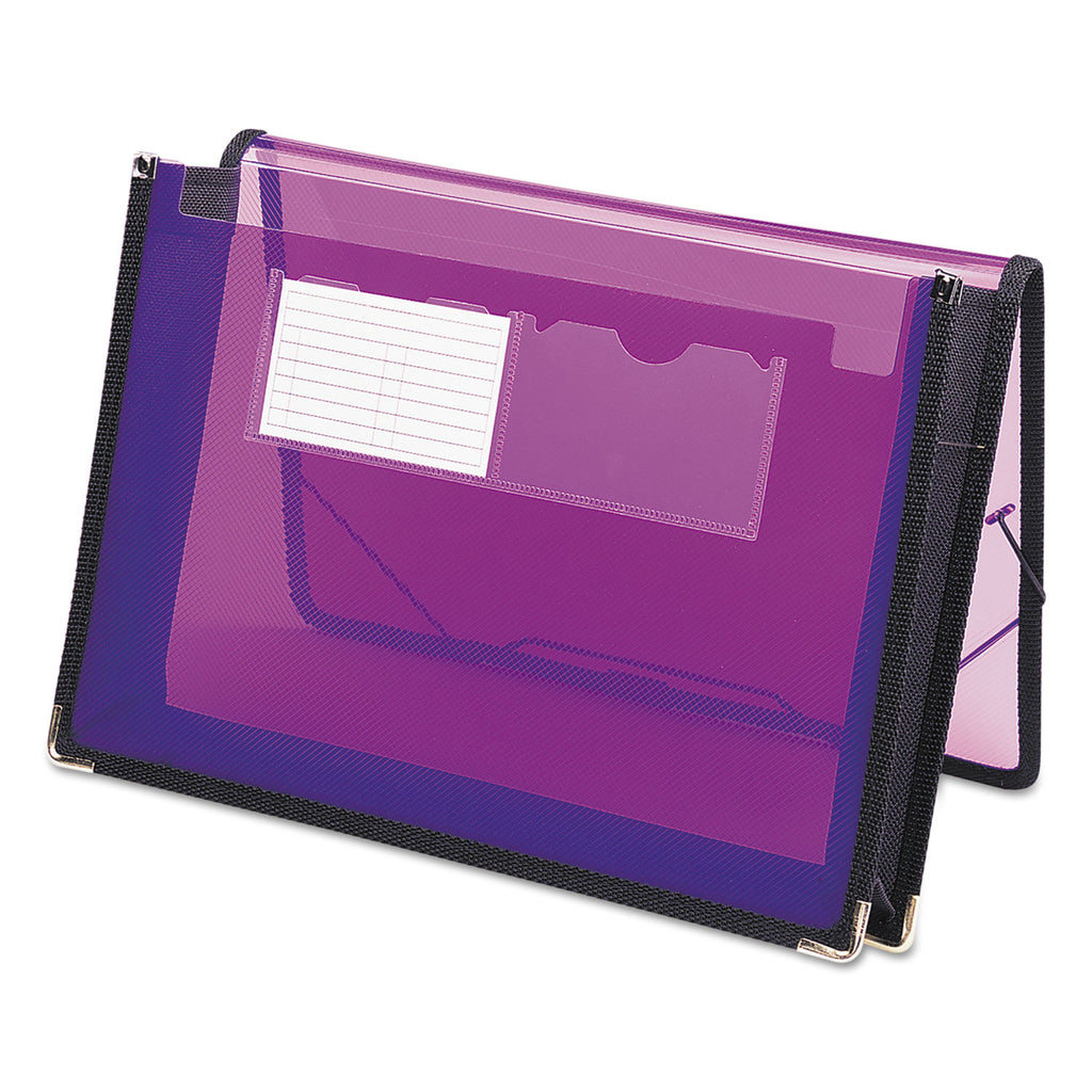 Poly Wallets, 2.25" Expansion, 1 Section, Elastic Cord Closure, Letter Size, Translucent Purple - 