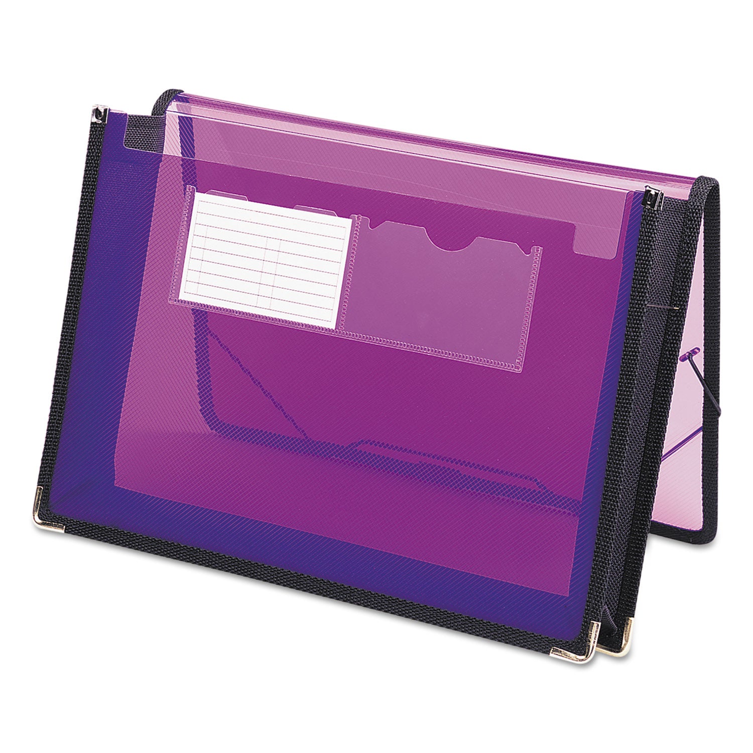 Poly Wallets, 2.25" Expansion, 1 Section, Elastic Cord Closure, Letter Size, Translucent Purple - 