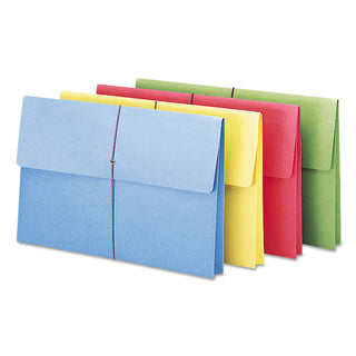 Expanding Wallet with Elastic Cord, 2" Expansion, 1 Section, Elastic Cord Closure, Legal Size, Assorted Colors, 50/Box - 