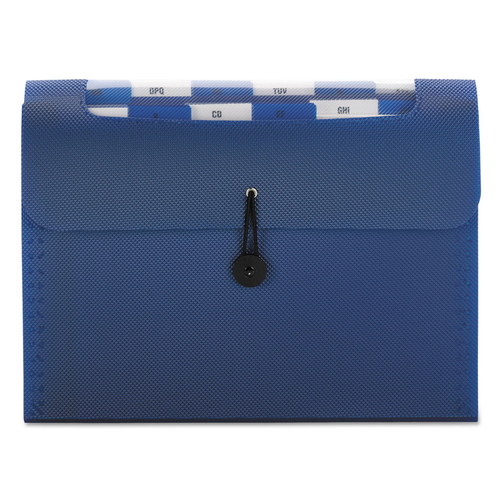 Step Index Organizer, 12 Sections, Cord/Hook Closure, 1/6-Cut Tabs, Letter Size, Navy