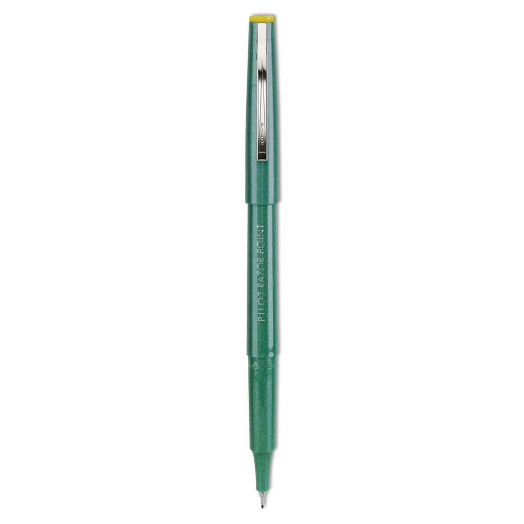 Razor Point Fine Line Porous Point Pen, Stick, Extra-Fine 0.3 mm, Green Ink, Green Barrel, Dozen