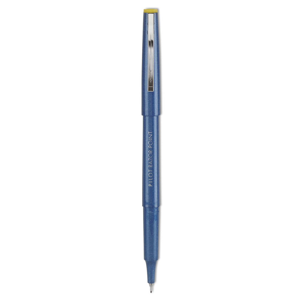 Razor Point Fine Line Porous Point Pen, Stick, Extra-Fine 0.3 mm, Blue Ink, Blue Barrel, Dozen