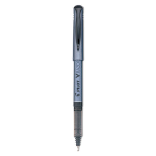 V Razor Point Liquid Ink Porous Point Pen, Stick, Extra-Fine 0.5 mm, Black Ink, Gray/Smoke Barrel, Dozen