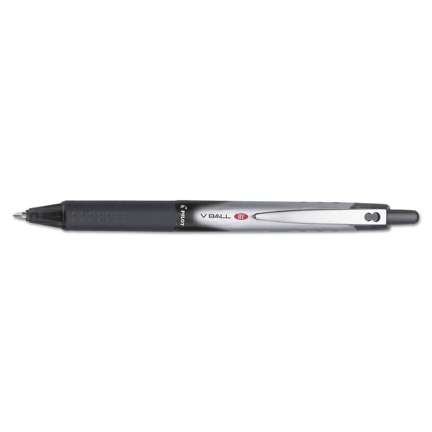 VBall RT Liquid Ink Roller Ball Pen, Retractable, Fine 0.7 mm, Black Ink, Black/White Barrel
