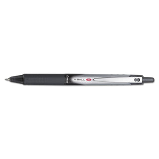 VBall RT Liquid Ink Roller Ball Pen, Retractable, Fine 0.7 mm, Black Ink, Black/White Barrel