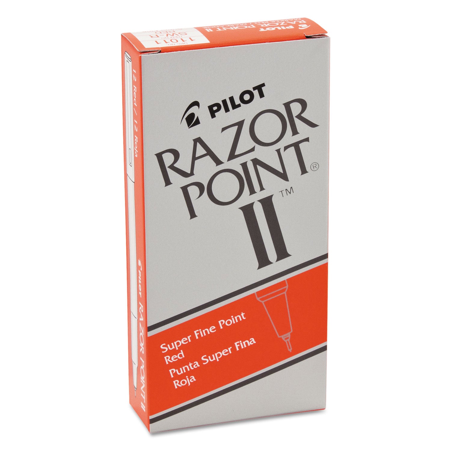 Razor Point II Super Fine Line Porous Point Pen, Stick, Ultra-Fine 0.2 mm, Red Ink, Red Barrel, Dozen - 