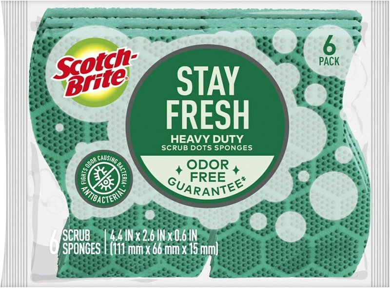 Scotch-Brite Scrub Dots Heavy-duty Scrub Sponge - 2.5" Height x 6.2" Width x 4.7" Depth - 6/Pack - Green