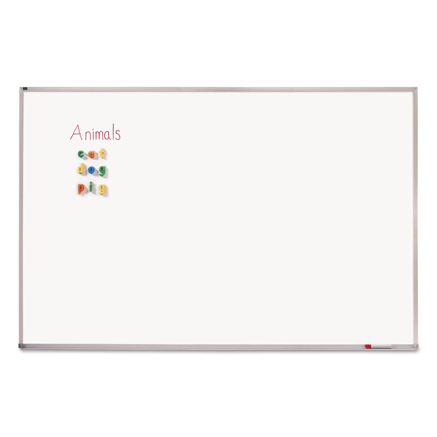 Porcelain Magnetic Whiteboard, 96 x 48, White Surface, Silver Aluminum Frame - 