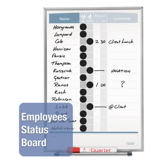 Quartet Matrix 15-employee In/Out Board - 16" Height x 11" Width - White Natural Cork Surface - Magnetic, Durable - Silver Frame - 1 Each - 5