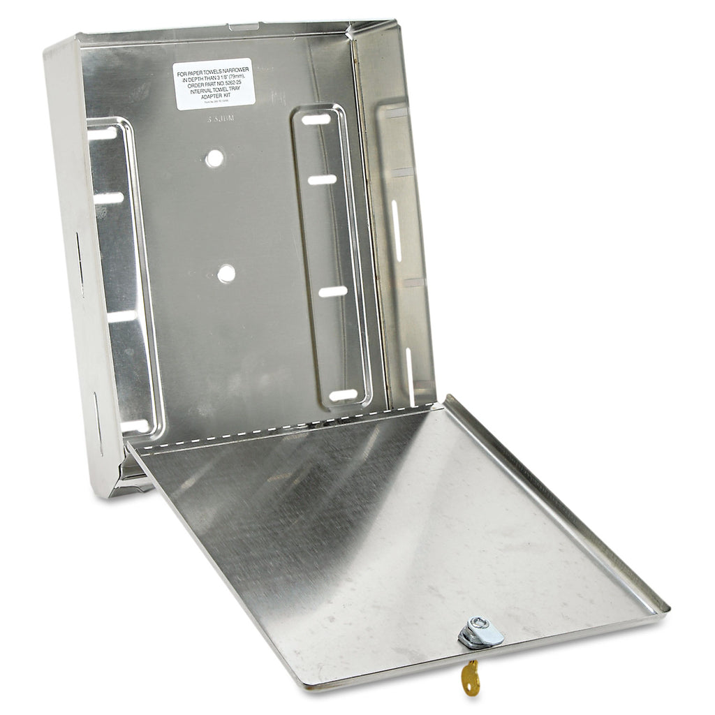 Surface-Mounted Paper Towel Dispenser, 10.75 x 4 x 14, Stainless Steel - 