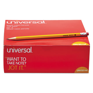 #2 Woodcase Pencil Value Pack, HB (#2), Black Lead, Yellow Barrel, 144/Box - 
