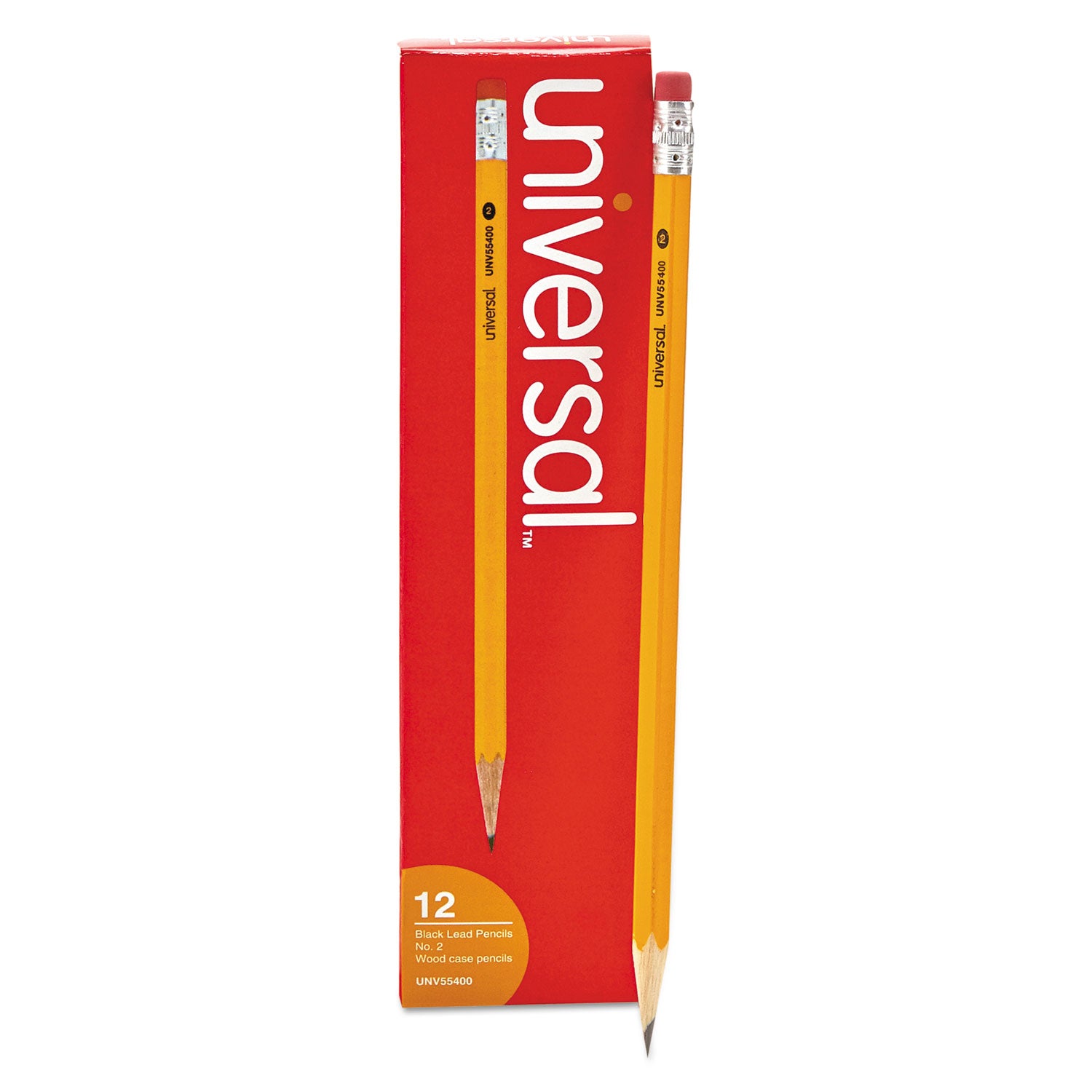 #2 Woodcase Pencil, HB (#2), Black Lead, Yellow Barrel, Dozen - 