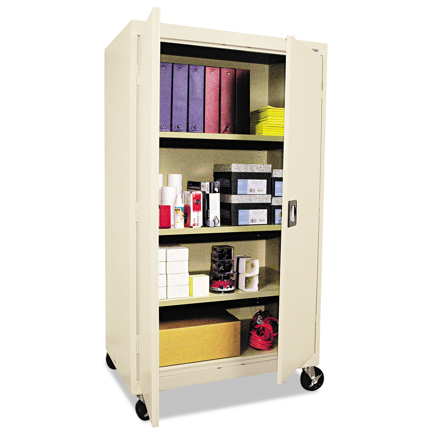 Assembled Mobile Storage Cabinet, with Adjustable Shelves 36w x 24d x 66h, Putty - 