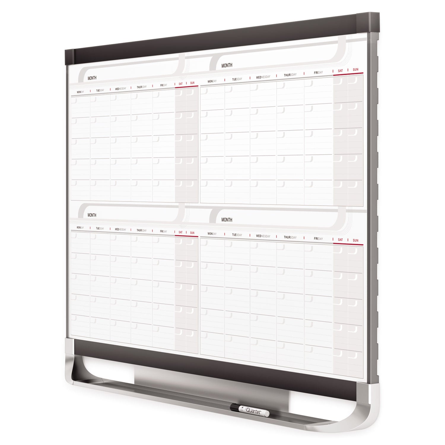 Prestige 2 Magnetic Total Erase Four-Month Calendar, 36 x 24, White Surface, Graphite Fiberboard/Plastic Frame - 