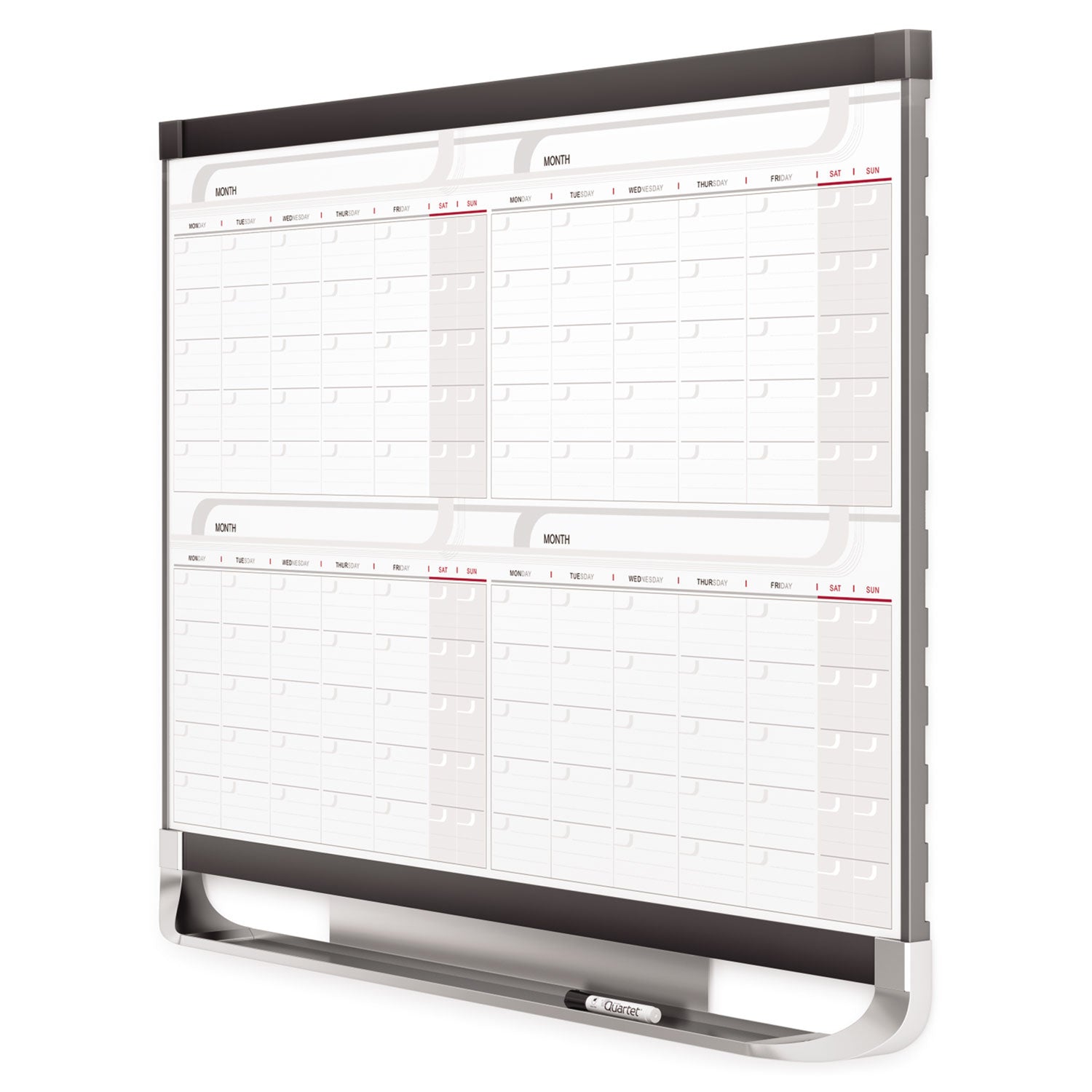 Prestige 2 Magnetic Total Erase Four-Month Calendar, 48 x 36, White Surface, Graphite Fiberboard/Plastic Frame - 