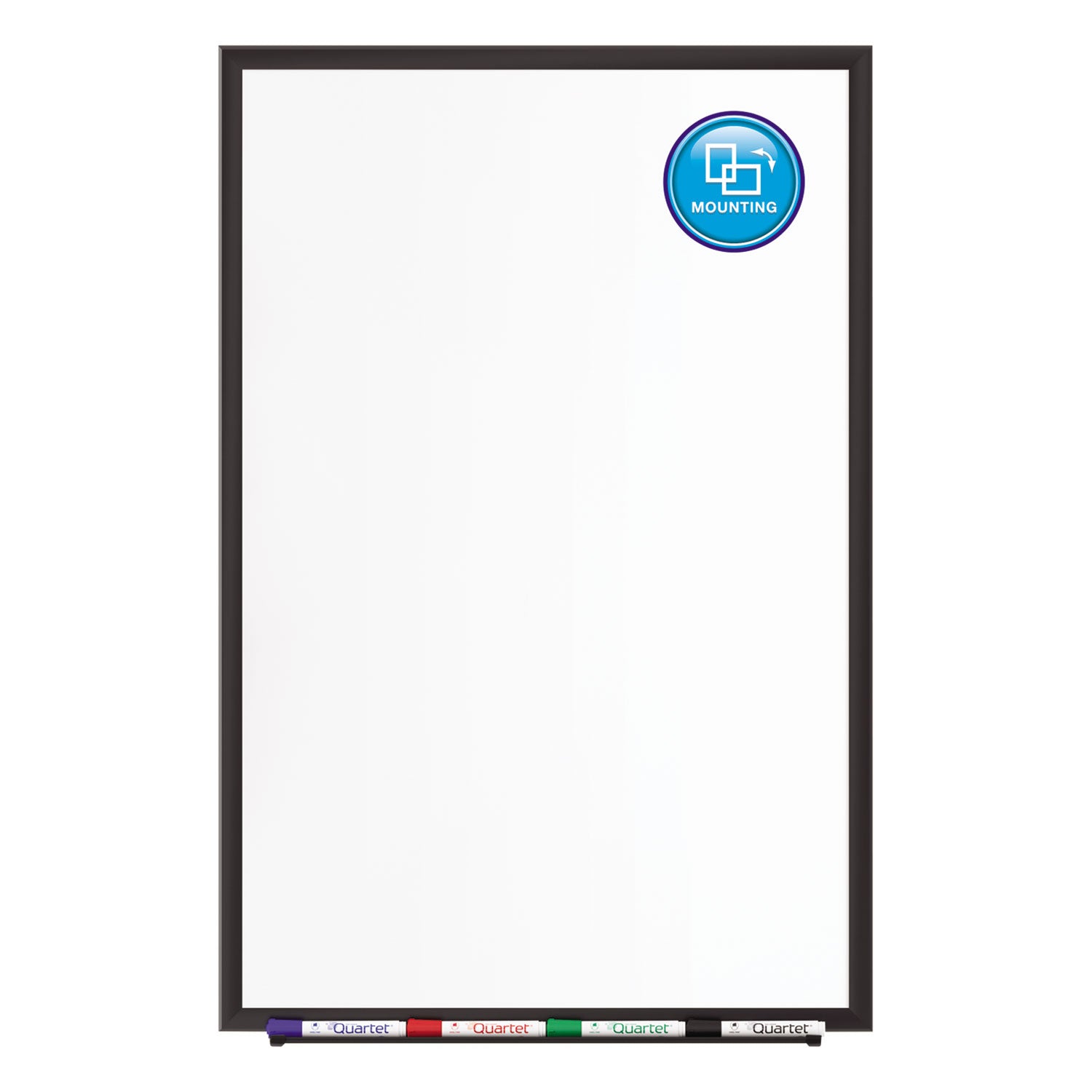 Classic Series Porcelain Magnetic Dry Erase Board, 36 x 24, White Surface, Black Aluminum Frame - 