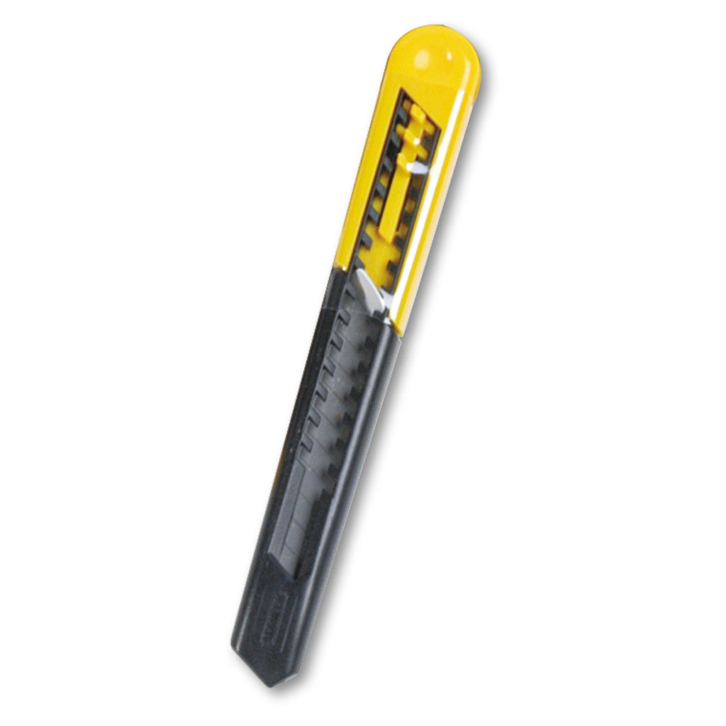 Straight Handle Knife w/Retractable 13 Point Snap-Off Blade, 9 mm Blade, 5.13" Plastic Handle, Yellow/Gray - 1