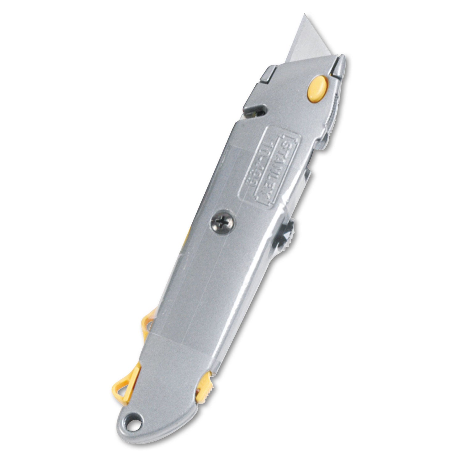 Quick-Change Utility Knife with Twine Cutter and (3) Retractable Blades, 6" Metal Handle, Gray - 