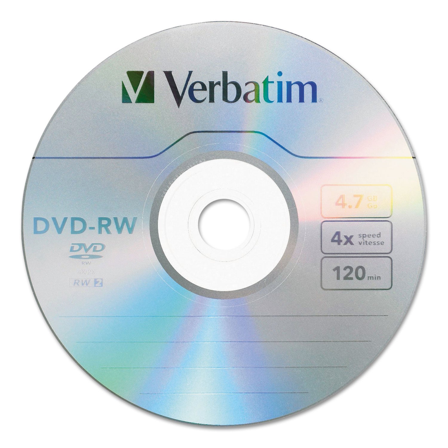 DVD-RW Rewritable Disc, 4.7 GB, 4x, Spindle, Silver, 30/Pack - 