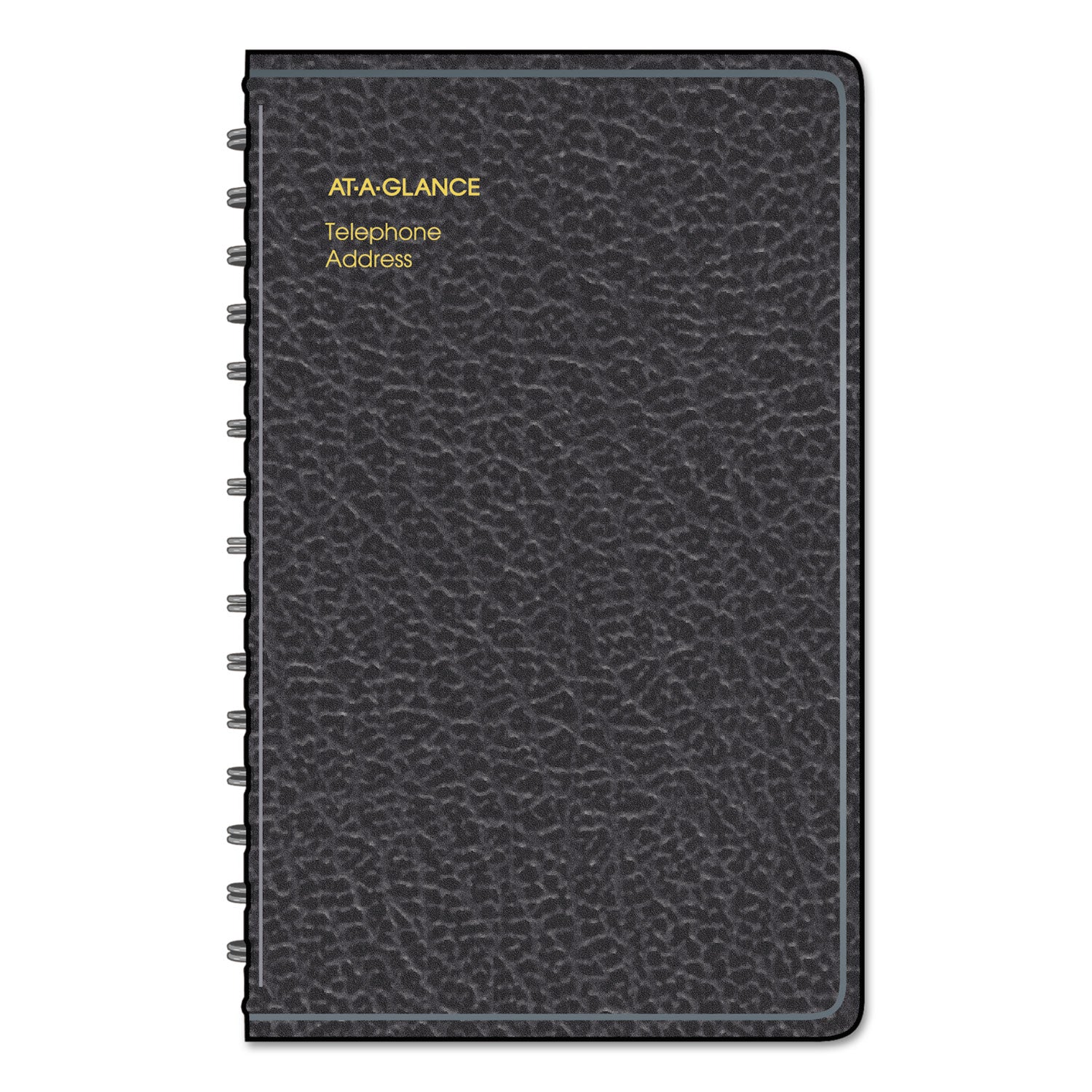 Telephone/Address Book, 4.78 x 8, Black Simulated Leather, 100 Sheets - 
