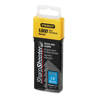 SharpShooter Heavy-Duty Tacker Staples, 0.25" Leg, 0.5" Crown, Steel, 1,000/Box - 