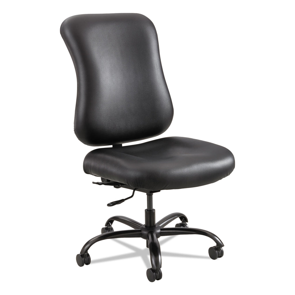 Optimus High Back Big and Tall Chair, Vinyl, Supports Up to 400 lb, 19" to 22" Seat Height, Black - 