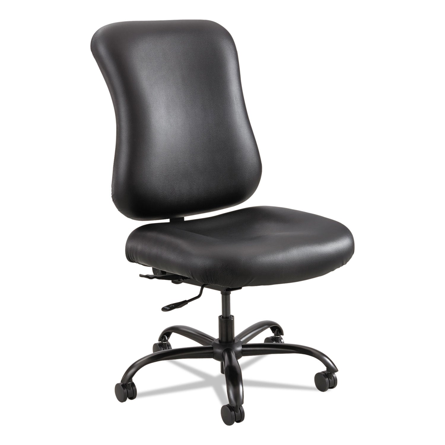 Optimus High Back Big and Tall Chair, Vinyl, Supports Up to 400 lb, 19" to 22" Seat Height, Black - 