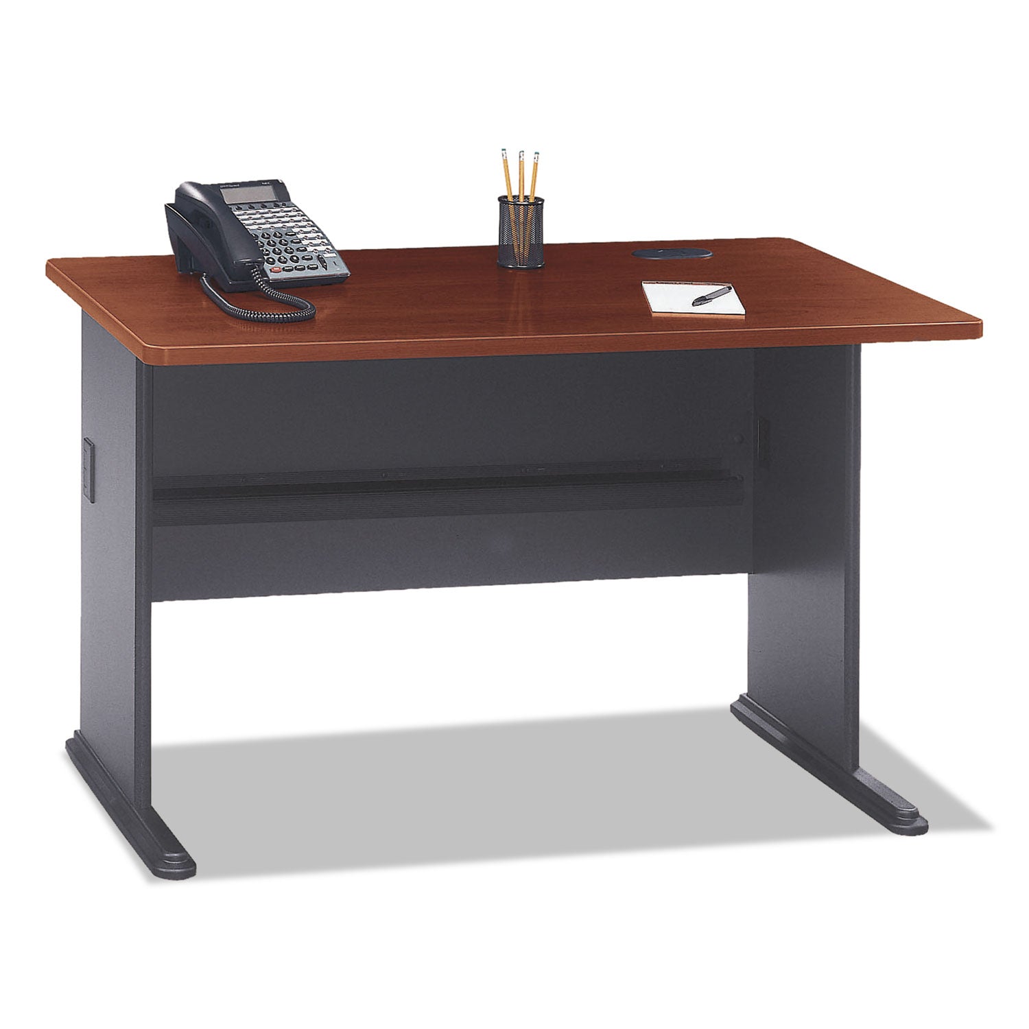Bush - Series A Workstation Desk, 48w x 26-7/8d x 29-7/8h, Hansen Cherry/Galaxy, Sold as 1 EA - 2