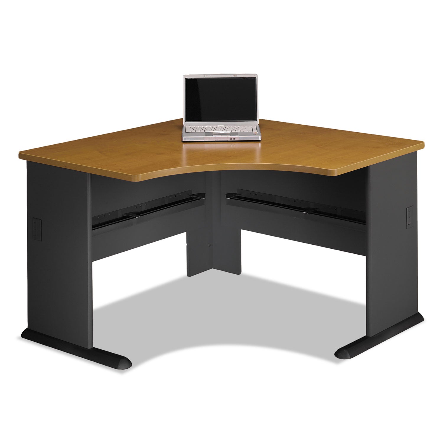 Bush - Series A Corner Desk, 47-1/4w x 47-1/4d x 29-7/8h, Natural Cherry/Slate Gray, Sold as 1 EA - 2