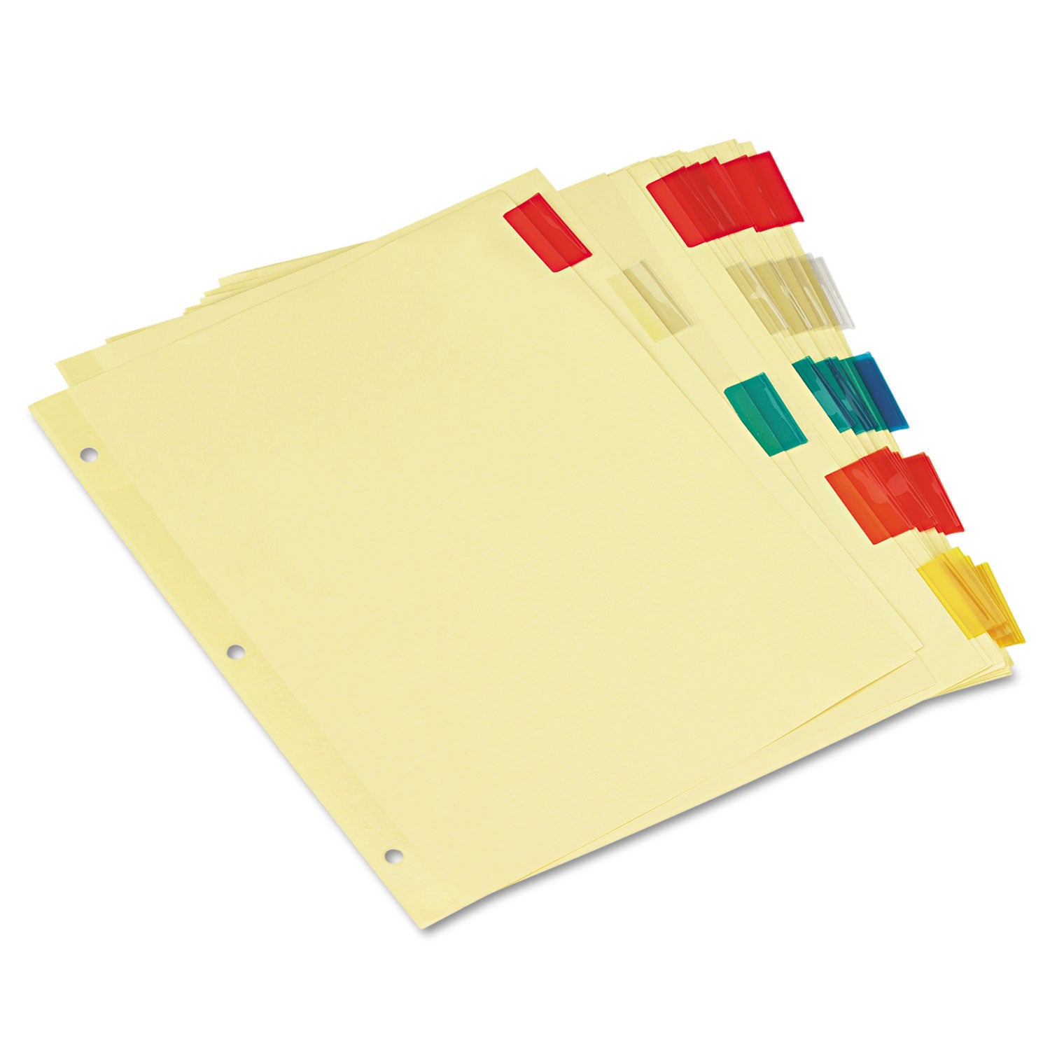 Insertable Tab Index, 5-Tab, 11 x 8.5, Buff, Assorted Tabs, 6 Sets - 