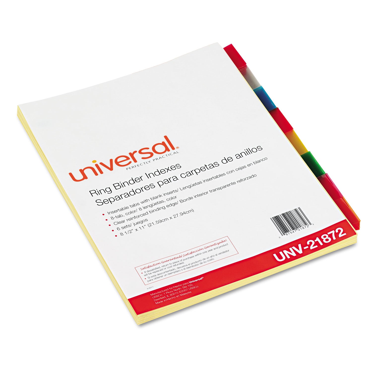 Insertable Tab Index, 8-Tab, 11 x 8.5, Buff, 6 Sets - 