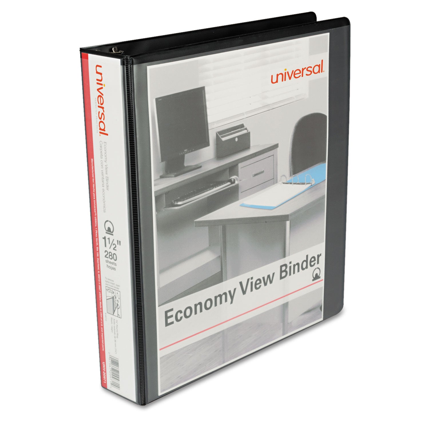 Economy Round Ring View Binder, 3 Rings, 1.5" Capacity, 11 x 8.5, Black - 