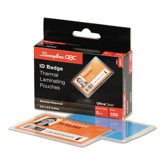 UltraClear Thermal Laminating Pouches, 5 mil, 3.88" x 2.63", Gloss Clear, 100/Box - 