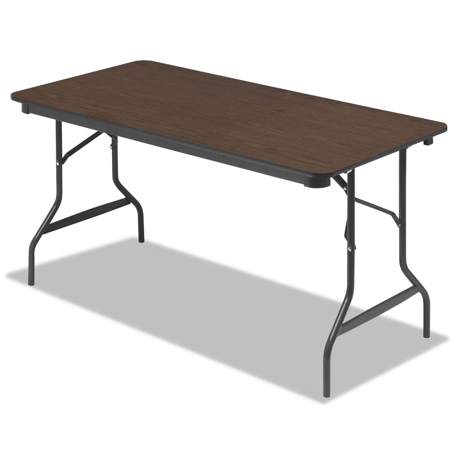 OfficeWorks Classic Wood-Laminate Folding Table, Curved Legs, Rectangular, 60" x 30" x 29", Walnut - 