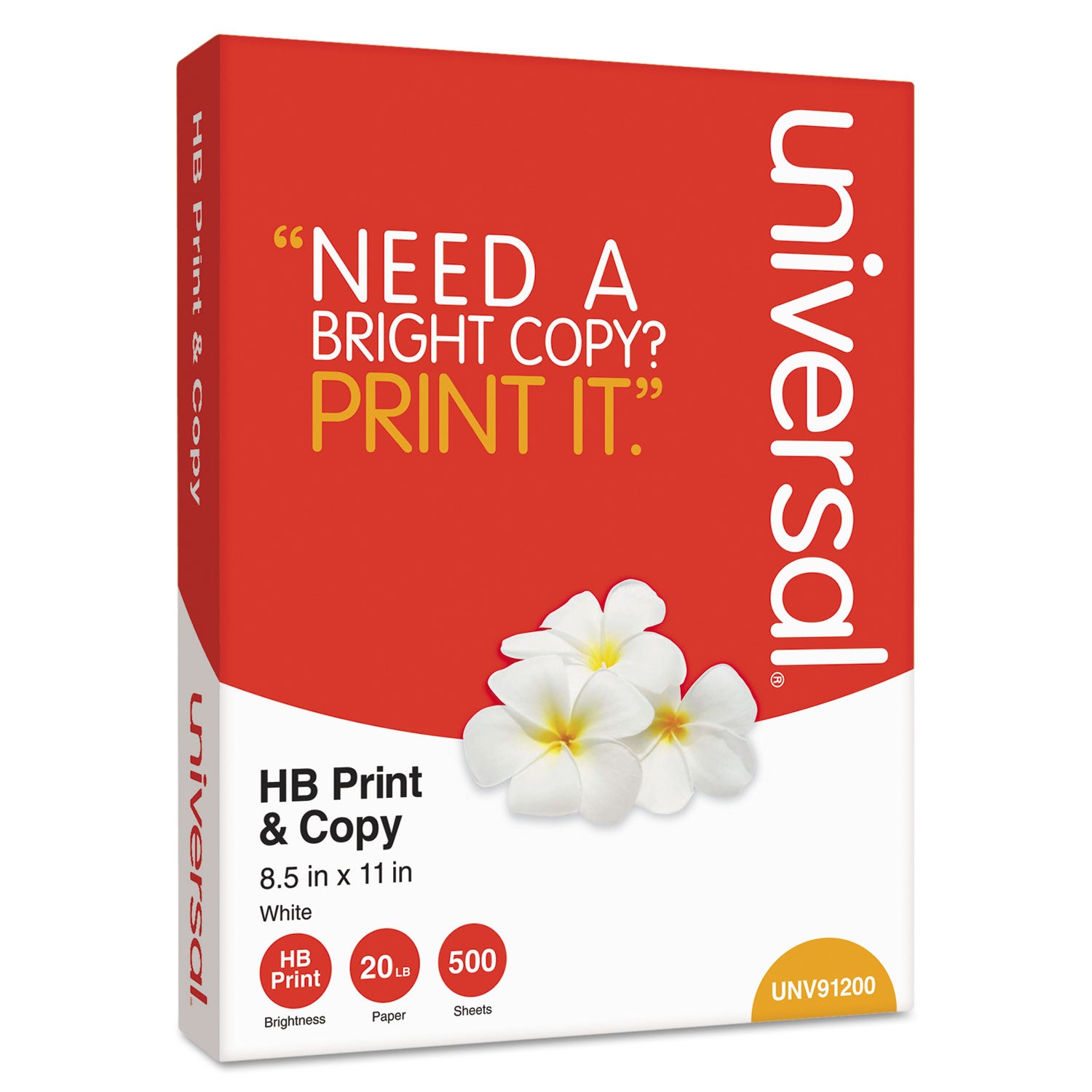 High-Bright Multipurpose Paper, 20 lb Bond Weight, 8.5 x 11, White, 500 Sheets/Ream, 10 Reams/Carton