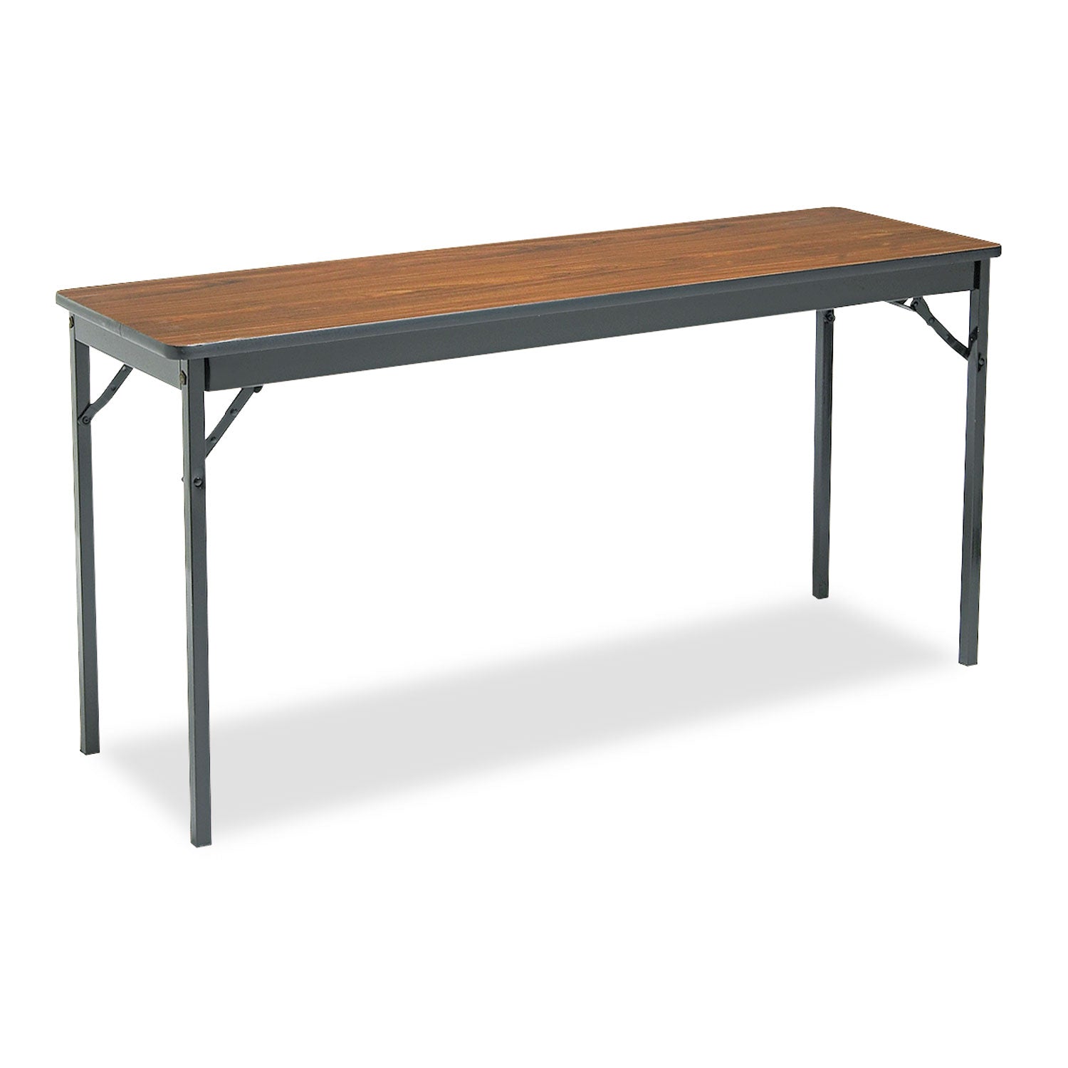 Special Size Folding Table, Rectangular, 60w x 18d x 30h, Walnut/Black - 