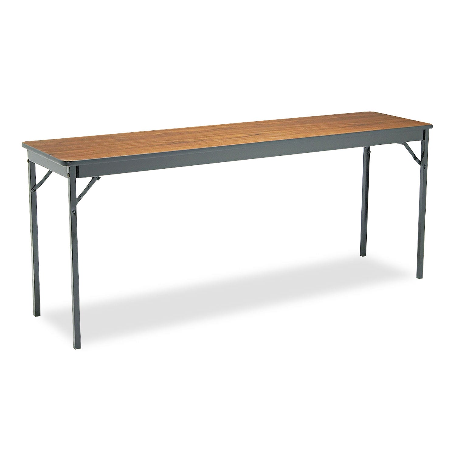 Special Size Folding Table, Rectangular, 72w x 18d x 30h, Walnut/Black - 